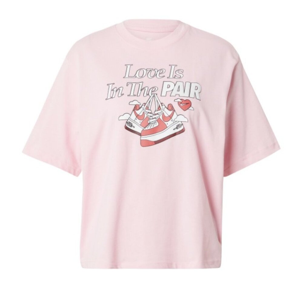 Nike Women's Sportswear Graphic T-shirt in Medium Soft Pink/White/Adobe